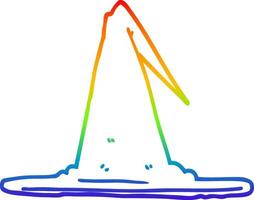 rainbow gradient line drawing cartoon witch hat vector