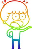 rainbow gradient line drawing cartoon shocked man vector
