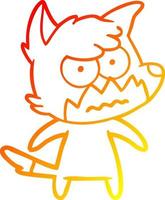 warm gradient line drawing cartoon annoyed fox vector