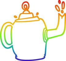 rainbow gradient line drawing old metal kettle vector