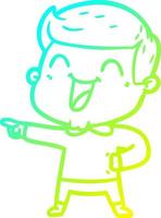 cold gradient line drawing cartoon man laughing vector