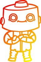 warm gradient line drawing cartoon robot vector