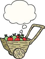 cartoon apple cart and thought bubble vector