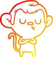 warm gradient line drawing cartoon monkey vector