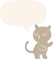 cartoon cat and speech bubble in retro style vector