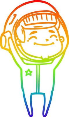 rainbow gradient line drawing happy cartoon astronaut