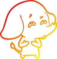 warm gradient line drawing cartoon elephant remembering vector