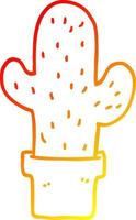 warm gradient line drawing cartoon cactus vector