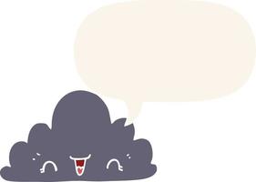 cute cartoon cloud and speech bubble in retro style vector