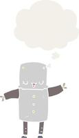 cartoon robot and thought bubble in retro style vector