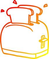 warm gradient line drawing toaster toasting bread vector