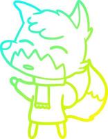 cold gradient line drawing cartoon fox vector