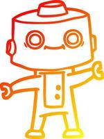 warm gradient line drawing cartoon robot vector