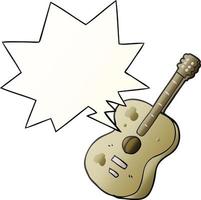 cartoon guitar and speech bubble in smooth gradient style vector