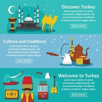 Turkey travel banner horizontal set, flat style vector