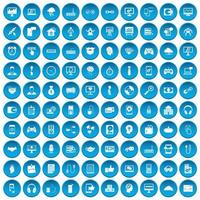 100 iconos de programador conjunto azul vector