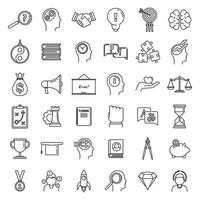 Modern life skills icons set, outline style vector