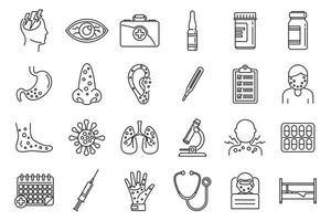 Human measles icons set, outline style vector