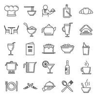 Restaurateur baker icons set, outline style vector