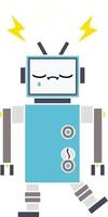 flat color retro cartoon robot vector