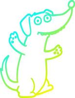 cold gradient line drawing cartoon dog vector