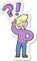 sticker of a cartoon man asking question vector