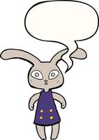 cute cartoon rabbit and speech bubble vector