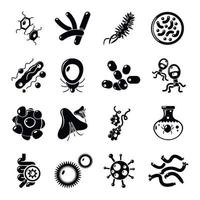 Virus bacteria icons set, simple style vector