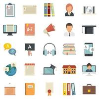 Foreign language teacher icons set flat vector isolated