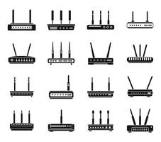 los iconos de módem establecen un vector simple. enrutador de internet