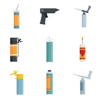 Polyurethane foam icons set flat vector isolated