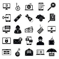 Fraud security icons set, simple style vector