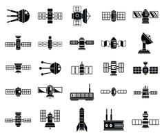 Space satellite icons set, simple style vector