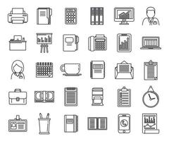 Office manager plan icons set, outline style vector