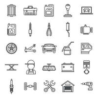 Auto mechanic labor icons set, outline style