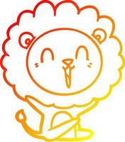 warm gradient line drawing laughing lion cartoon vector