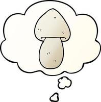 cartoon mushroom and thought bubble in smooth gradient style vector