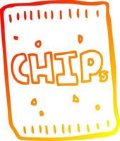 warm gradient line drawing cartoon packet of chips vector