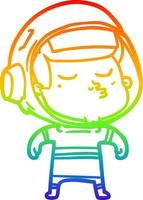 rainbow gradient line drawing cartoon confident astronaut vector