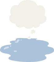 cartoon puddle of water and thought bubble in retro style vector