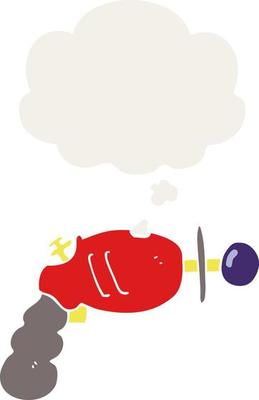 cartoon ray gun and thought bubble in retro style