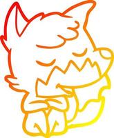 warm gradient line drawing friendly cartoon fox vector