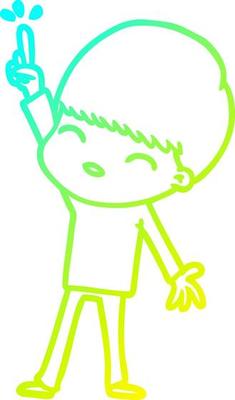 cold gradient line drawing happy cartoon boy