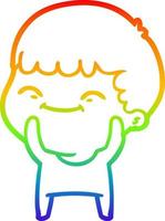 rainbow gradient line drawing cartoon happy boy vector