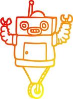 warm gradient line drawing cartoon robot vector