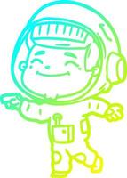 cold gradient line drawing happy cartoon astronaut vector