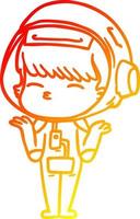 warm gradient line drawing cartoon curious astronaut vector