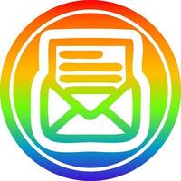 envelope letter circular in rainbow spectrum vector