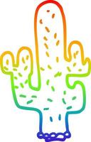 rainbow gradient line drawing cartoon cactus vector