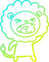 cold gradient line drawing cartoon angry lion vector